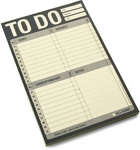 Photo of a to-do list, a great feature to use with your iPad and TabletTail iPad holders.
