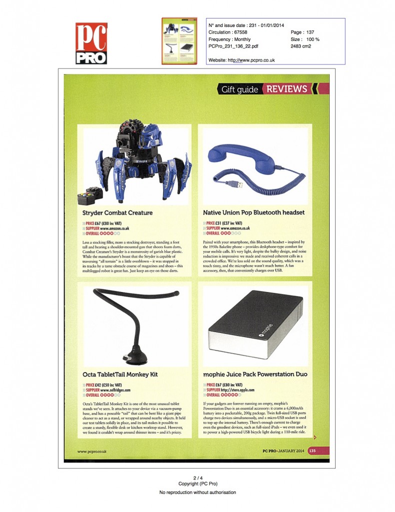 Octa's iPad Stand in PC Pro Monkey Kit Page