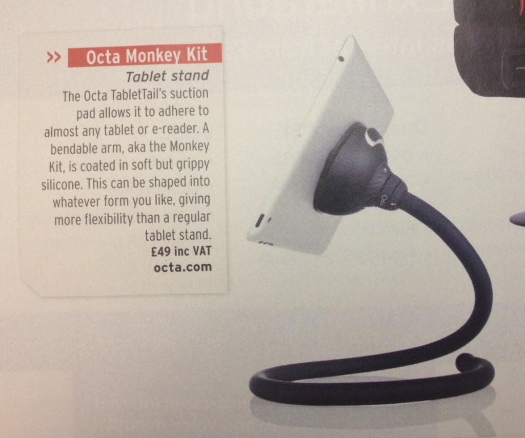 Photo and description of the Monkey Kit tablet stand in PC Advisor. 