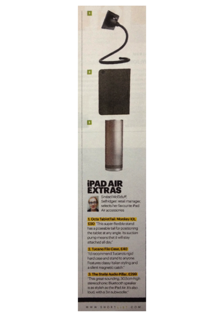 Clip from Shortlist Magazine's list of iPad Accessories